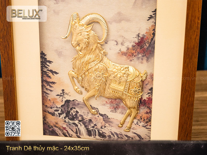 Tranh dê thủy mặc dát vàng kt 35x24cm&nbsp;
